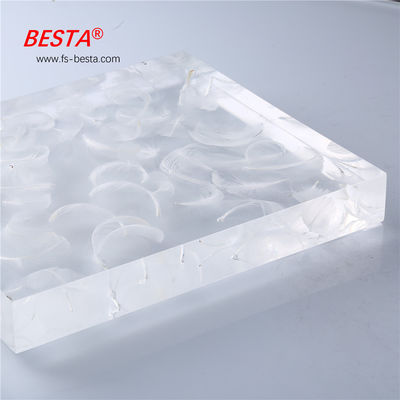 White Feather Effect Decorative Plexiglass Window Panels 15-60mm OEM