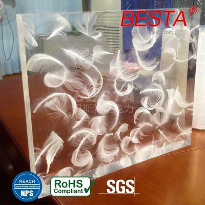 White Feather Effect Decorative Plexiglass Window Panels 15-60mm OEM
