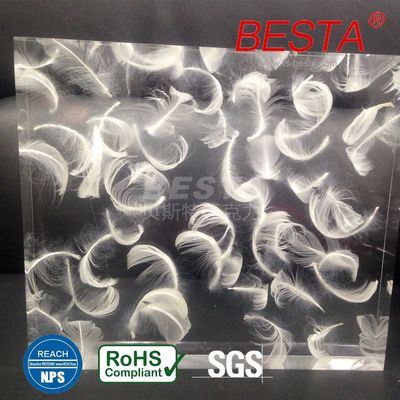 White Feather Effect Decorative Plexiglass Window Panels 15-60mm OEM